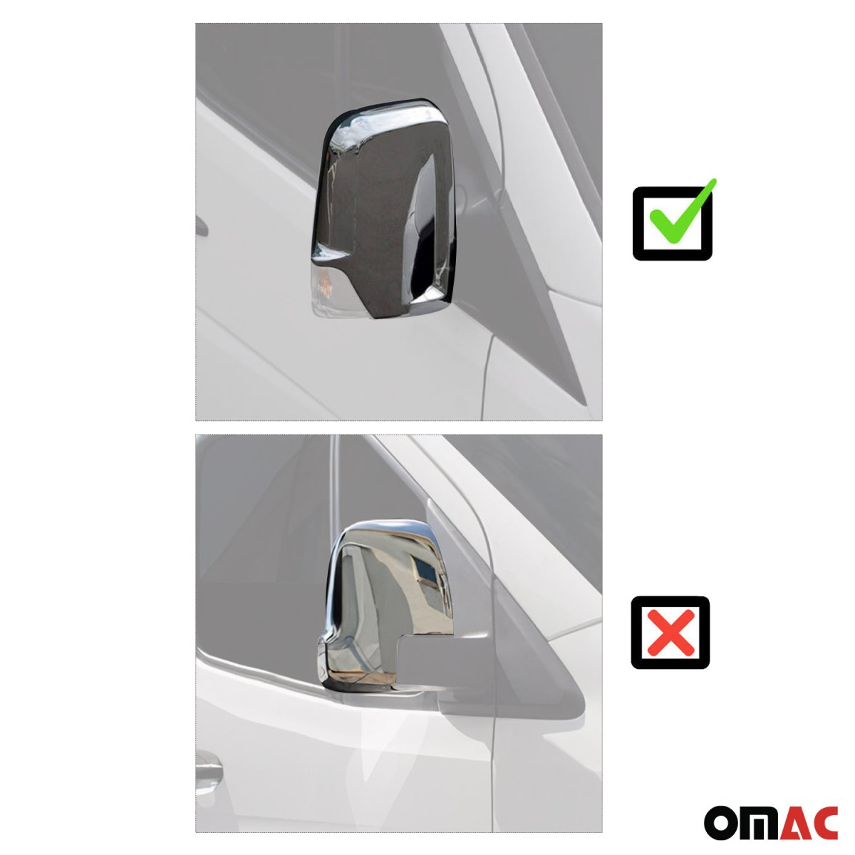 Mercedes Sprinter W906 Mirror Cover - Omac - S.Steel - Gloss Silver - '06-'13